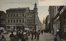 Oppeln : Ring mit Adalbert Strasse und Kloster Kirche