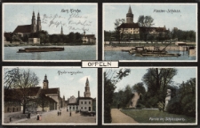 Oppeln : Kath. kirche, Piasten-Schloss, Regierungsplatz, Partie im Schlosspark