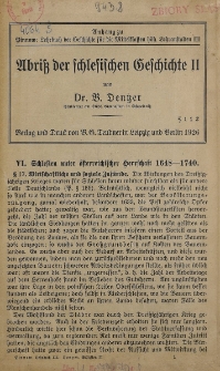 Abriss der schlesischen Geschichte II