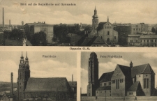 Oppeln O.-S. : Blick auf die Bergelkirche und Gymnasium, Pfarrkirche, Peter Paul-Kirche