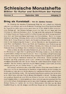 Schlesische Monatshefte : Blätter für Kultur und Schrifttum der Heimat 1929, 6 Jg., Nr 9