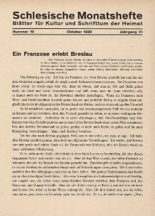 Schlesische Monatshefte : Blätter für Kultur und Schrifttum der Heimat 1929, 6 Jg., H.10
