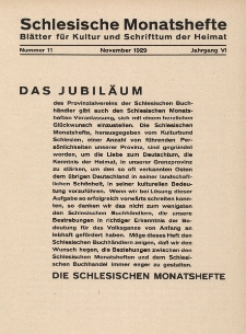 Schlesische Monatshefte : Bl&auml;tter f&uuml;r Kultur und Schrifttum der Heimat 1929, 6 Jg., Nr 11