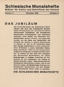 Schlesische Monatshefte : Blätter für Kultur und Schrifttum der Heimat 1929, 6 Jg., Nr 11