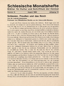 Schlesische Monatshefte : Bl&auml;tter f&uuml;r Kultur und Schrifttum der Heimat 1930, 7 Jg., Nr 8