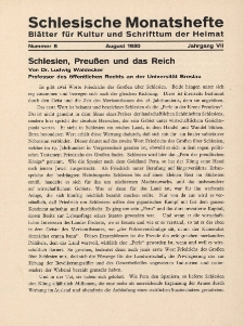 Schlesische Monatshefte : Blätter für Kultur und Schrifttum der Heimat 1930, 7 Jg., Nr 8