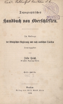 Topographisches Handbuch von Oberschlesien. Hälfte 1