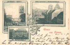 Gruss aus Neisse : Breslauer-Thor, Ring (Kornecke) u. Breslauerstrasse, Alte M&auml;dchenschule