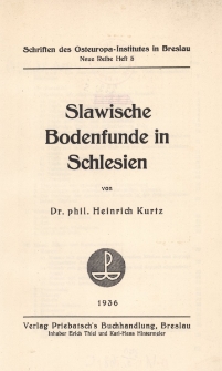 Slawische Bodenfunde in Schlesien
