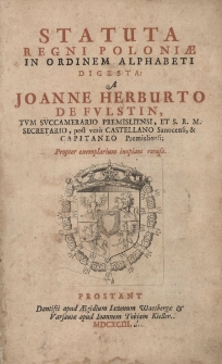 Statuta Regni Poloniae in ordinem alphabeti digesta