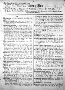 Sachregister zum Amtsblatt der Königlischen Regierung zu Oppeln für das Jahr 1913