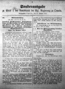 Sonderausgabe zu Stück 1 des Amtsblattes der Königlichen Regierung zu Oppeln