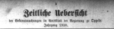 Zeitliche Uebersicht der Bekanntmachungen im Amtsblatt der Regierung zu Oppeln Jahrgang 1920