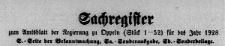 Sachregister zum Amtsblatt der Regierung zu Oppeln f&uuml;r das Jahr 1928