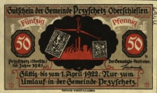Przysiecz : [awers:] Gutschein der Gemeinde Przyschetz Oberschlesien 50 Pf. [rewers:] rycina