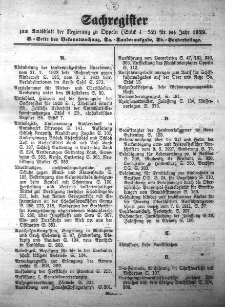 Sachregister zum Amtsblatt der Regierung zu Oppeln (Stuck 1-52) f&uuml;r das Jahr 1929