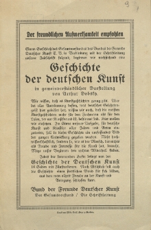Der freunlichen Aufmerksamkeit empfohlen...Geschichte der deutschen Kunst in gemeinverst&auml;ndlicher Darstellun von Arthur Dobsky
