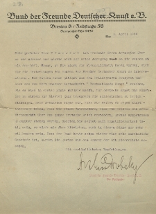 Bund der Freunde Deutscher Kunst e.V. : Sehr geehrter Herr Pfarrer!