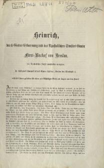 Heinrich, von Gottes Erbarmung und des Apostolischen Stuhles Gnade...