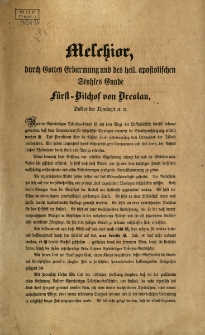 Melchior durch Gottes Erbarmung und...