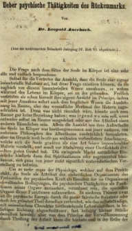 &Uuml;ber psychische Th&auml;tigkeiten des R&uuml;ckenmarks