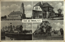 Dobrzeń Wielki : kości&oacute;ł pw. św. Katarzyny, dworzec, śluza, kości&oacute;ł pw. św. Rocha z pomnikiem