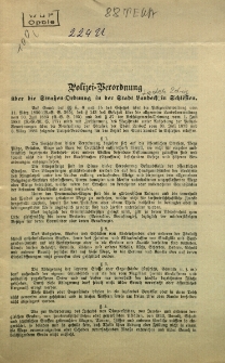 Polizei-Verordnung &uuml;ber die Strassen-Ordnung in der Stadt Landeck in Schlesien
