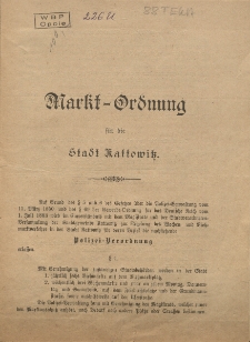 Markt-Ordnung f&uuml;r die Stadt Kattowitz