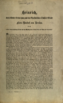 Heinrich [Inc:] Unser heiligen Vater Pius IX...