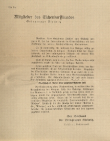 An die Mitglieder des Eichendorffbundes. Ortsgruppe Gleiwitz