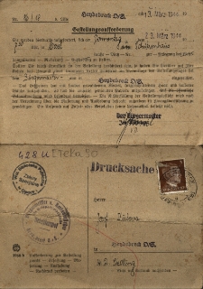 [Gestellungsaufforderung. Inc.:] Sie werden hierdurch aufgefordert, sich (...) zur Musterung zu stellen... [Exp:] Ein Anspruch auf Fahrt= oder Reisekosten sowie Lohnausfall besteht nicht