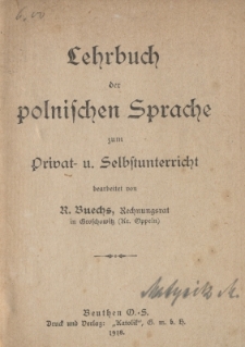 Lehrbuch der polnischen Sprache zum Privat- u. Selbstunterricht