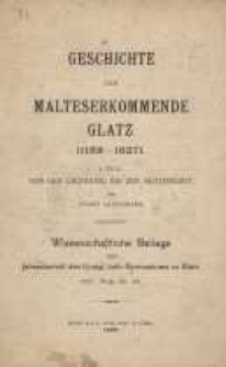 Geschichte der Malteserkommende Glatz (1183-1627). T. 1 : Von der Gründung bis zur Husitenzeit