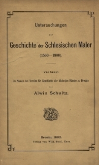 Untersuchungen zur Geschichte der Schlesischen Maler : (1500-1800)