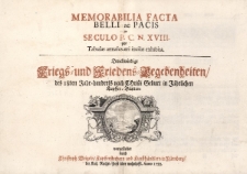 Memorabilia Facta Belli ac Pacis in Seculo P.C.N.XVIII per Tabulas annales aeri incisas exhibita