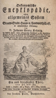 Oekonomische Encyklopädie oder allgemeines System der Staats- Stadt- Haus- und Landwirthschaft, in alphabetischer ordnung