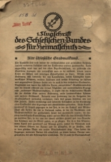 Flugschrift des Schlesischen Bundes f&uuml;r Heimatschutz. Alte schlesische Grabmalkunst