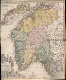 Regni Norvegiae Accurata Tabula in qua Praefecturae quinque Generales Aggerhusiensis Bergensis Nidrosiensis Et Bahusiensis ostenduntur A Ioh.Baptista Homanno