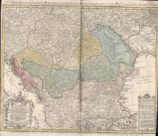 Hungariae ampliori significatu et veteris vel Methodicae complexae Regna Hungariae. Propriae, Croatiae, Dalmatiae, Bosniae, Serviae, Bulgariae Cumaniae Principatum: Transsylvaniae Despotatus: Walachiae, Moldaviae [exclusis ab eadem alienatis Galitia et Ludomiriria] in suas Provincias ac partes divisae et quoad Imperantes Ex Austriacis, Turcis et Venetis distinctae [juncta tamen propter comoditatem Romania Vel Romelia Turcica Tabula] ex recentissimis pariter et antiouissimis relationibus et monumentis concinnata ac secundum leges Projectionis Stereographicae legitimae descripta a I.M.HASIO M.P.P. = Carte d'Hongrie en general contenant selon la Division ancienne et methodique la Hongrie en particulier la Croatie la Dalmatie, la Bosnie, la Serbie, la Boulgarie, la Principaute de Transylvanie les Despotats de Walachie et de Moldav; le tout dresse sur le pied l'ancienne et de la...nouvelle Geographie par Mons. I.M.Hasius. Profess. des Mathemat.