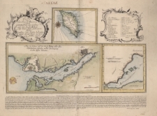 Carte von Insel Minorca nebst einem Plan des Hafens und der Stadt Mahon mit denen dazu geh&ouml;rigen Forts welche den Hafen bedecken beydes von der Carte des Herrn von Bellin copiert