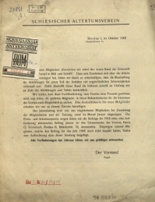 Verzeichnis der vom Schlesischen Altertumsverein herausgegebenen Druckschriften