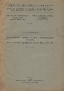 Bereza Kartuska, wybrane rozdziały z antropogeografji miasteczka