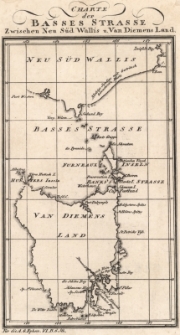Charte der Basses Strasse Zwischen Neu S&uuml;d Wallis u. Van Diemens Land. Stapels u. Canals so wie des projectirten Londner Wasser-Stapels