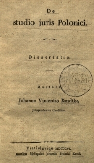 De studio juris Polonici: dissertatio