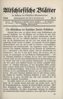 Altschlesische Blätter 1926 : Jg.1, Nr 3