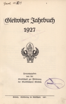 Gleiwitzer Jahrbuch 1927