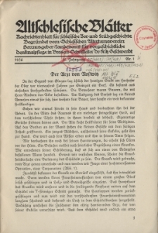 Altschlesische Bl&auml;tter 1936 : Jg.11, Nr 1