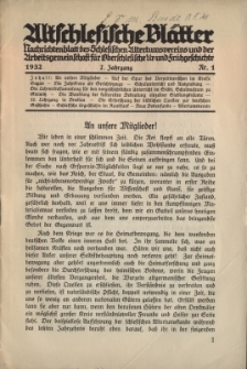 Altschlesische Bl&auml;tter 1932 : Jg.7, Nr 1