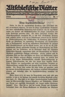 Altschlesische Bl&auml;tter 1933 : Jg.8, Nr 1