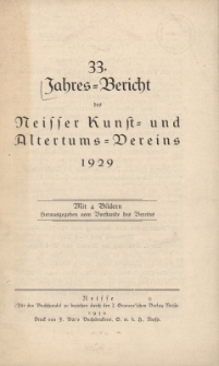 Jahresbericht des Neisser Kunst- und AltertumsVereins 1929: Jg.33